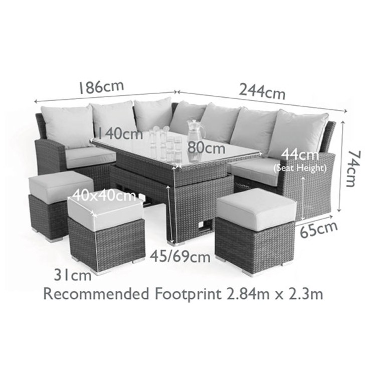 Maze rattan kingston corner sofa dining set with rising table new arrivals